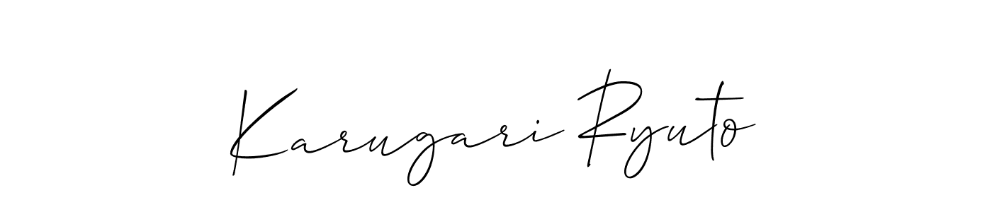 Allison_Script is a professional signature style that is perfect for those who want to add a touch of class to their signature. It is also a great choice for those who want to make their signature more unique. Get Karugari Ryuto name to fancy signature for free. Karugari Ryuto signature style 2 images and pictures png