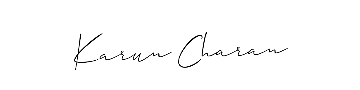 Use a signature maker to create a handwritten signature online. With this signature software, you can design (Allison_Script) your own signature for name Karun Charan. Karun Charan signature style 2 images and pictures png
