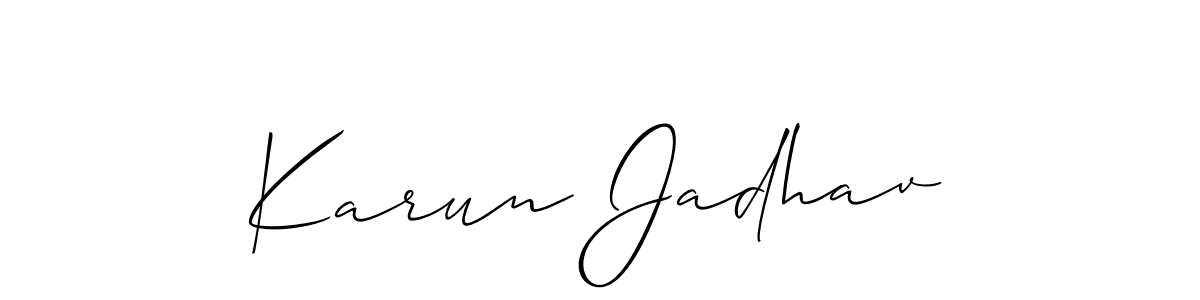 Also You can easily find your signature by using the search form. We will create Karun Jadhav name handwritten signature images for you free of cost using Allison_Script sign style. Karun Jadhav signature style 2 images and pictures png