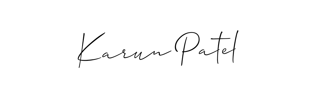 You should practise on your own different ways (Allison_Script) to write your name (Karun Patel) in signature. don't let someone else do it for you. Karun Patel signature style 2 images and pictures png