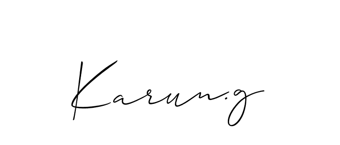 if you are searching for the best signature style for your name Karun.g. so please give up your signature search. here we have designed multiple signature styles  using Allison_Script. Karun.g signature style 2 images and pictures png