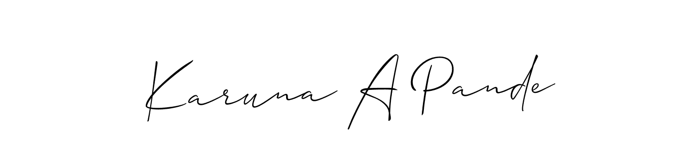 Create a beautiful signature design for name Karuna A Pande. With this signature (Allison_Script) fonts, you can make a handwritten signature for free. Karuna A Pande signature style 2 images and pictures png