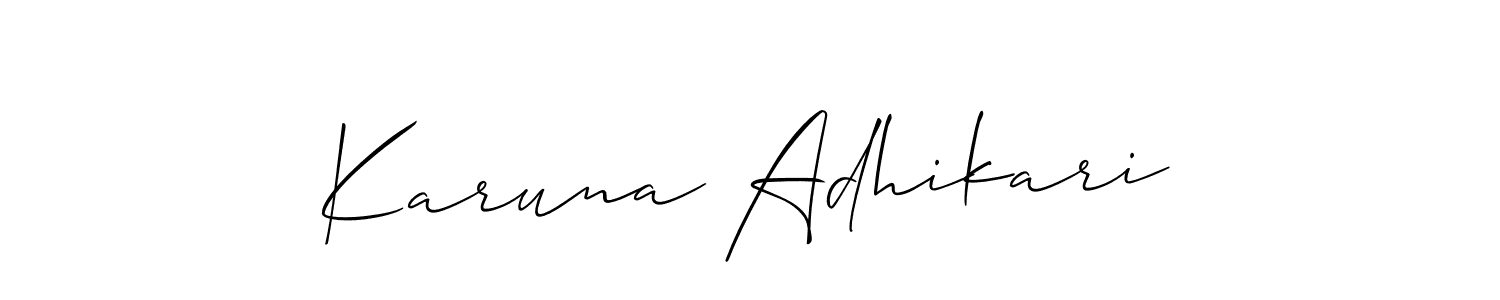 How to Draw Karuna Adhikari signature style? Allison_Script is a latest design signature styles for name Karuna Adhikari. Karuna Adhikari signature style 2 images and pictures png