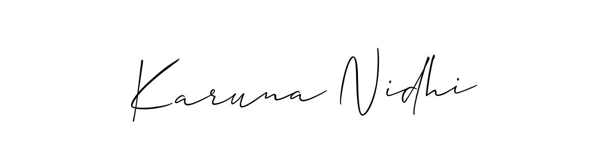Use a signature maker to create a handwritten signature online. With this signature software, you can design (Allison_Script) your own signature for name Karuna Nidhi. Karuna Nidhi signature style 2 images and pictures png