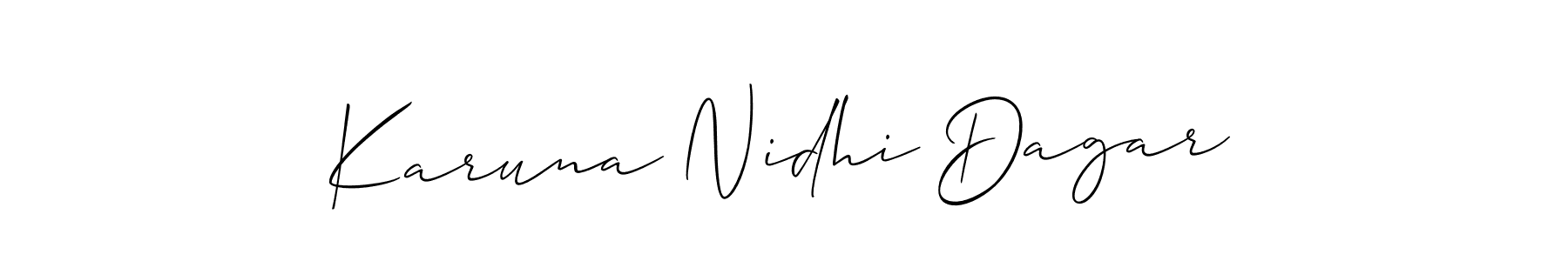 Allison_Script is a professional signature style that is perfect for those who want to add a touch of class to their signature. It is also a great choice for those who want to make their signature more unique. Get Karuna Nidhi Dagar name to fancy signature for free. Karuna Nidhi Dagar signature style 2 images and pictures png