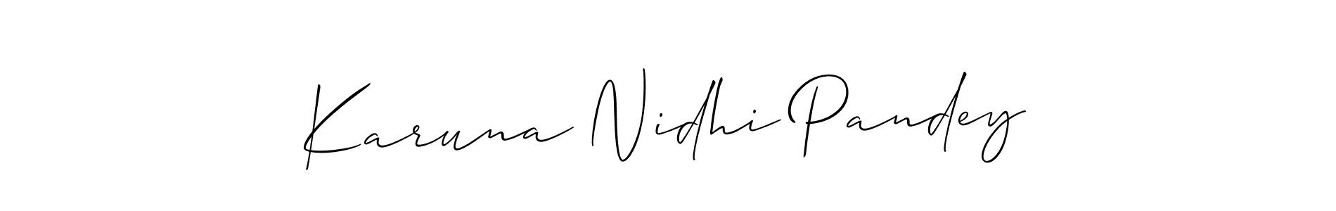 Make a short Karuna Nidhi Pandey signature style. Manage your documents anywhere anytime using Allison_Script. Create and add eSignatures, submit forms, share and send files easily. Karuna Nidhi Pandey signature style 2 images and pictures png