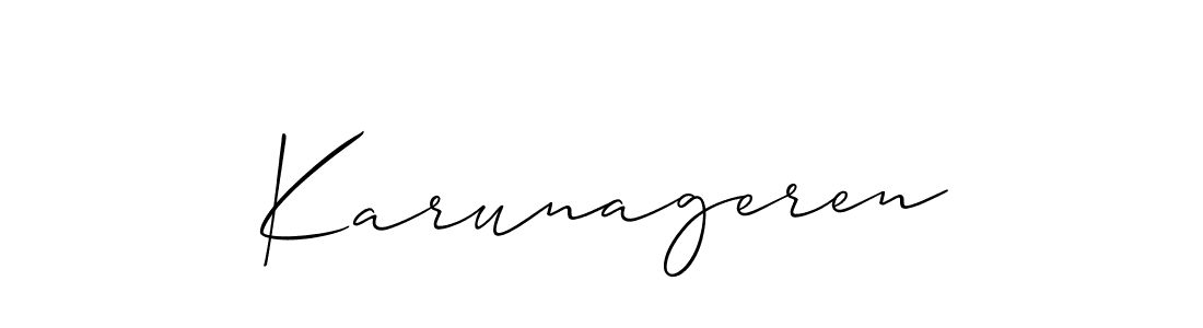 The best way (Allison_Script) to make a short signature is to pick only two or three words in your name. The name Karunageren include a total of six letters. For converting this name. Karunageren signature style 2 images and pictures png