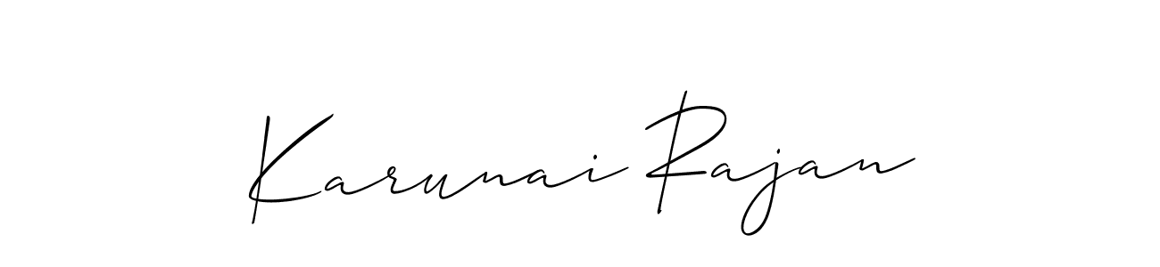 The best way (Allison_Script) to make a short signature is to pick only two or three words in your name. The name Karunai Rajan include a total of six letters. For converting this name. Karunai Rajan signature style 2 images and pictures png