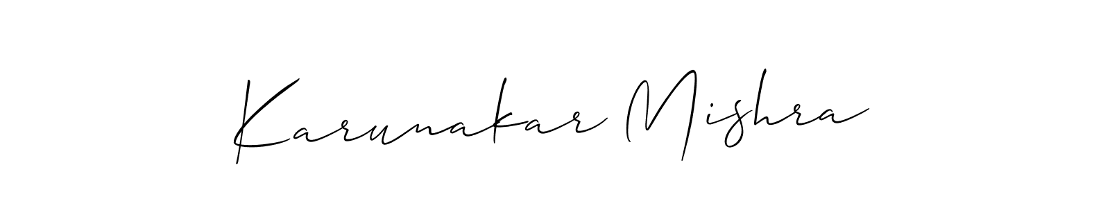 Make a beautiful signature design for name Karunakar Mishra. With this signature (Allison_Script) style, you can create a handwritten signature for free. Karunakar Mishra signature style 2 images and pictures png