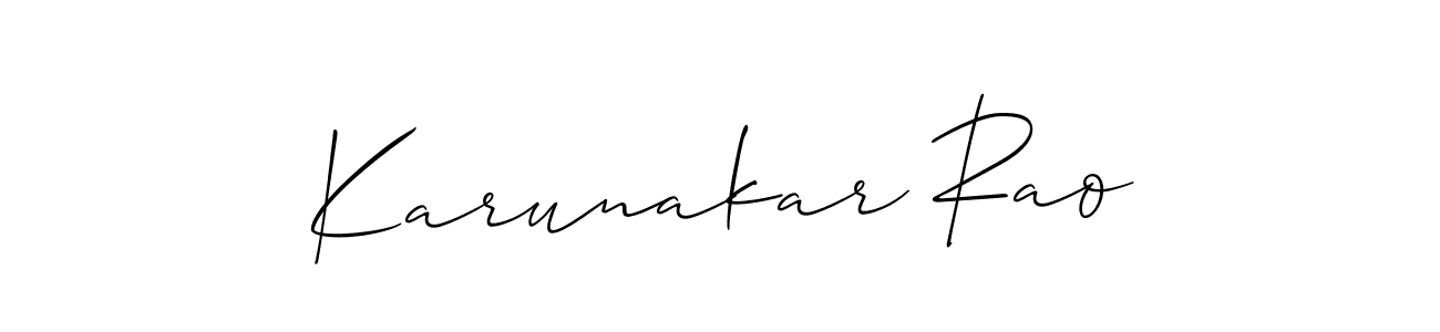 Design your own signature with our free online signature maker. With this signature software, you can create a handwritten (Allison_Script) signature for name Karunakar Rao. Karunakar Rao signature style 2 images and pictures png