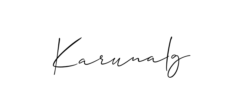 Use a signature maker to create a handwritten signature online. With this signature software, you can design (Allison_Script) your own signature for name Karunalg. Karunalg signature style 2 images and pictures png