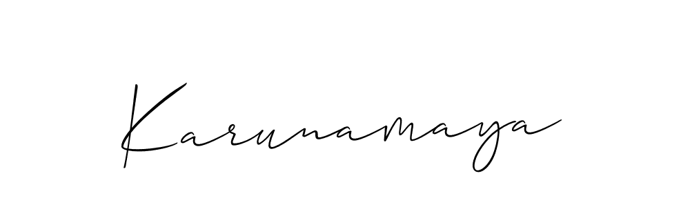 Make a short Karunamaya signature style. Manage your documents anywhere anytime using Allison_Script. Create and add eSignatures, submit forms, share and send files easily. Karunamaya signature style 2 images and pictures png