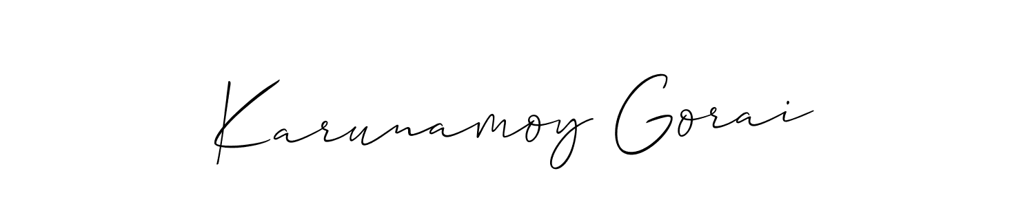Also You can easily find your signature by using the search form. We will create Karunamoy Gorai name handwritten signature images for you free of cost using Allison_Script sign style. Karunamoy Gorai signature style 2 images and pictures png