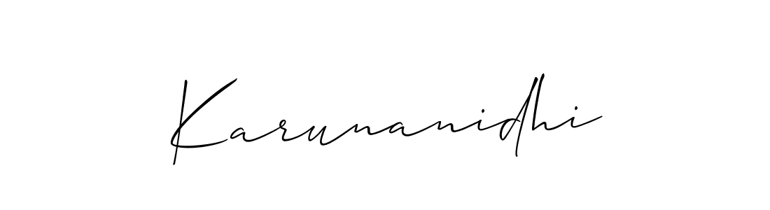 Make a beautiful signature design for name Karunanidhi. With this signature (Allison_Script) style, you can create a handwritten signature for free. Karunanidhi signature style 2 images and pictures png