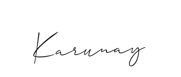 How to make Karunay signature? Allison_Script is a professional autograph style. Create handwritten signature for Karunay name. Karunay signature style 2 images and pictures png