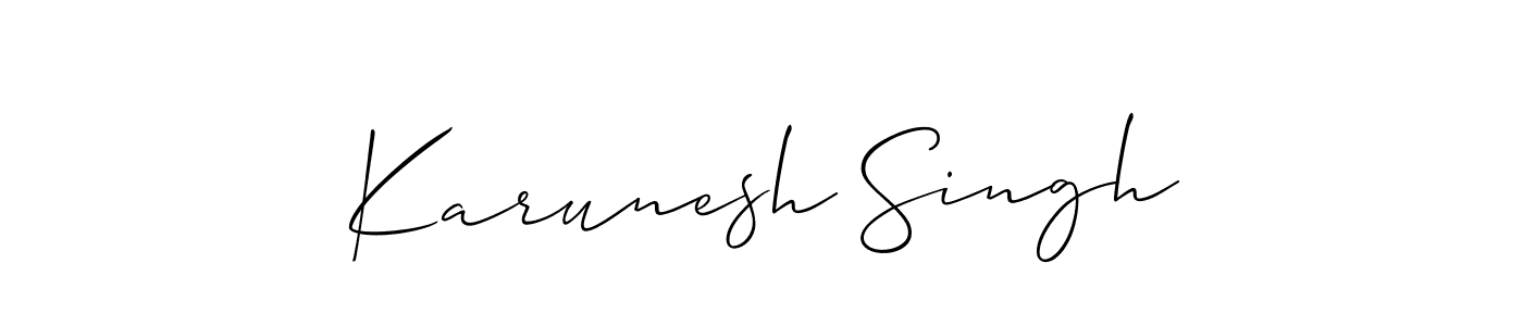 This is the best signature style for the Karunesh Singh name. Also you like these signature font (Allison_Script). Mix name signature. Karunesh Singh signature style 2 images and pictures png