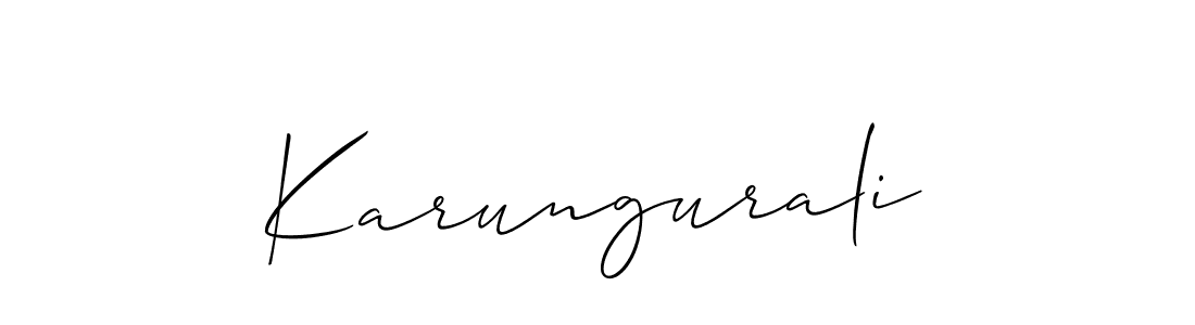 Allison_Script is a professional signature style that is perfect for those who want to add a touch of class to their signature. It is also a great choice for those who want to make their signature more unique. Get Karungurali name to fancy signature for free. Karungurali signature style 2 images and pictures png