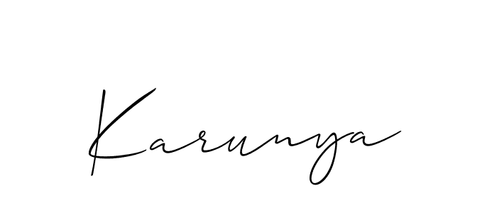 Design your own signature with our free online signature maker. With this signature software, you can create a handwritten (Allison_Script) signature for name Karunya. Karunya signature style 2 images and pictures png