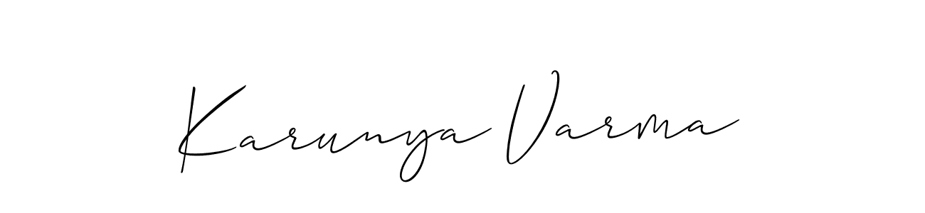 Make a short Karunya Varma signature style. Manage your documents anywhere anytime using Allison_Script. Create and add eSignatures, submit forms, share and send files easily. Karunya Varma signature style 2 images and pictures png