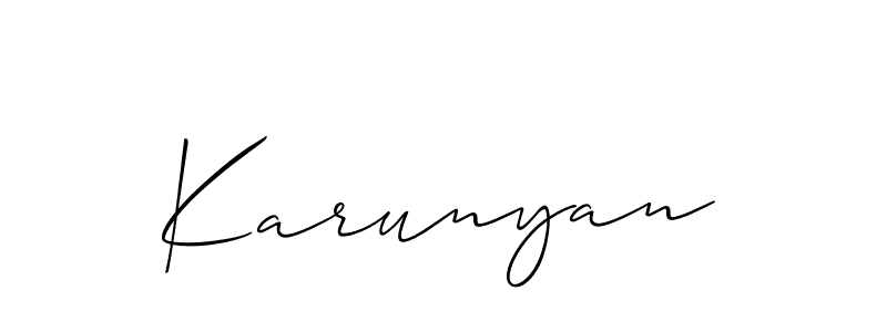 Make a beautiful signature design for name Karunyan. With this signature (Allison_Script) style, you can create a handwritten signature for free. Karunyan signature style 2 images and pictures png
