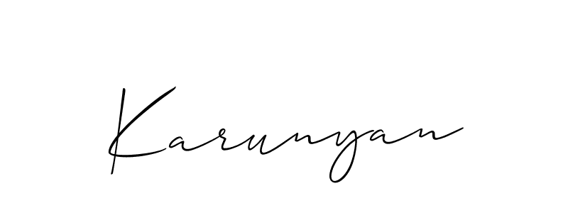 Make a beautiful signature design for name Karunyan. With this signature (Allison_Script) style, you can create a handwritten signature for free. Karunyan signature style 2 images and pictures png