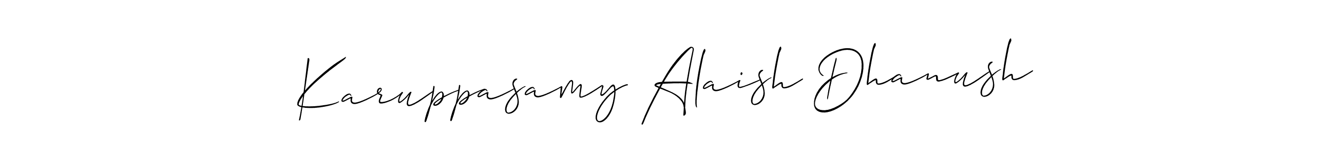 How to make Karuppasamy Alaish Dhanush name signature. Use Allison_Script style for creating short signs online. This is the latest handwritten sign. Karuppasamy Alaish Dhanush signature style 2 images and pictures png