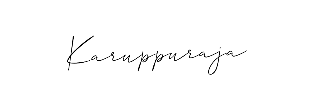 Allison_Script is a professional signature style that is perfect for those who want to add a touch of class to their signature. It is also a great choice for those who want to make their signature more unique. Get Karuppuraja name to fancy signature for free. Karuppuraja signature style 2 images and pictures png