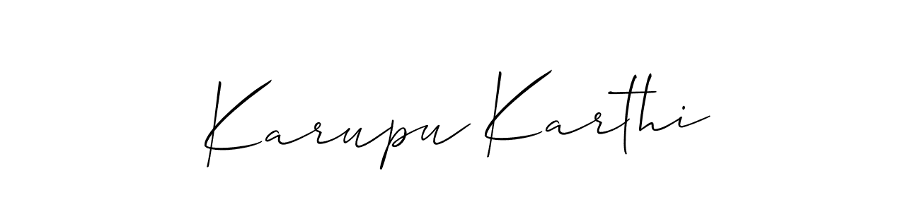 Allison_Script is a professional signature style that is perfect for those who want to add a touch of class to their signature. It is also a great choice for those who want to make their signature more unique. Get Karupu Karthi name to fancy signature for free. Karupu Karthi signature style 2 images and pictures png