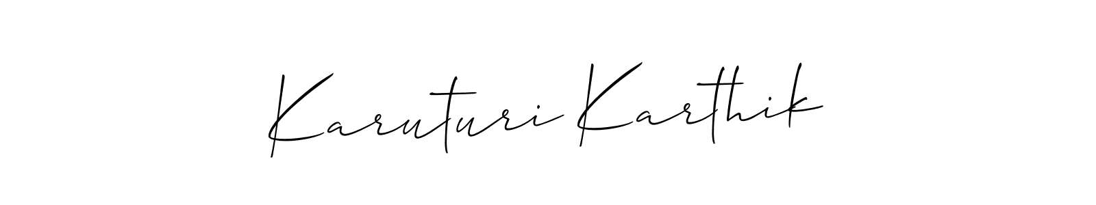 How to make Karuturi Karthik name signature. Use Allison_Script style for creating short signs online. This is the latest handwritten sign. Karuturi Karthik signature style 2 images and pictures png