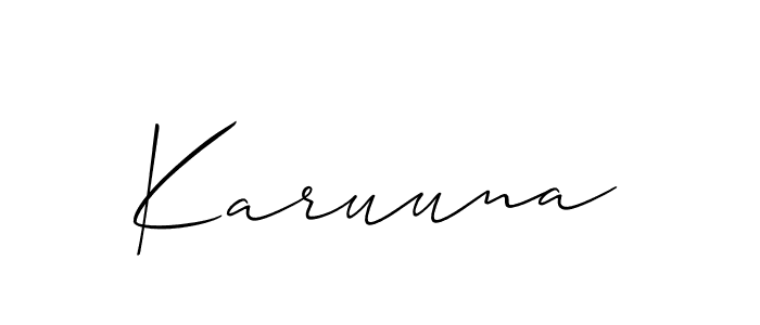 Use a signature maker to create a handwritten signature online. With this signature software, you can design (Allison_Script) your own signature for name Karuuna. Karuuna signature style 2 images and pictures png