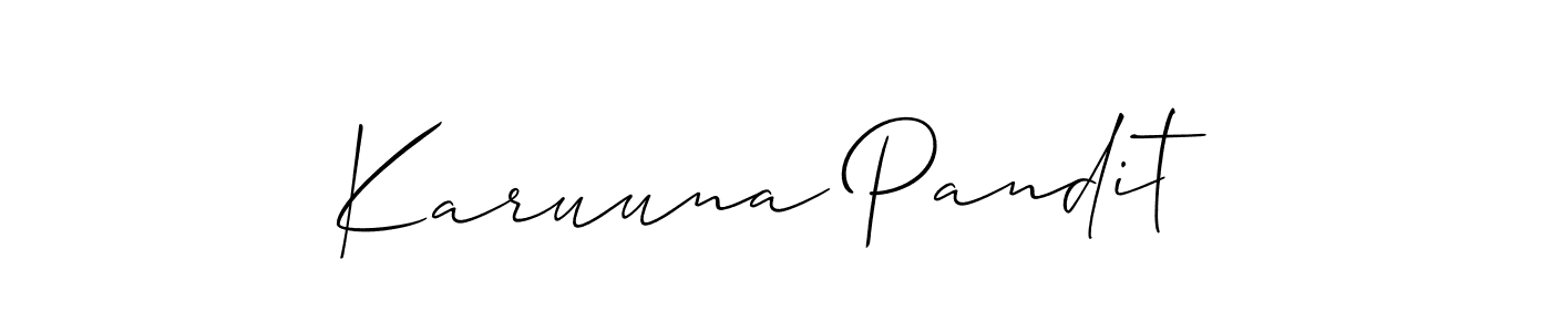 if you are searching for the best signature style for your name Karuuna Pandit. so please give up your signature search. here we have designed multiple signature styles  using Allison_Script. Karuuna Pandit signature style 2 images and pictures png