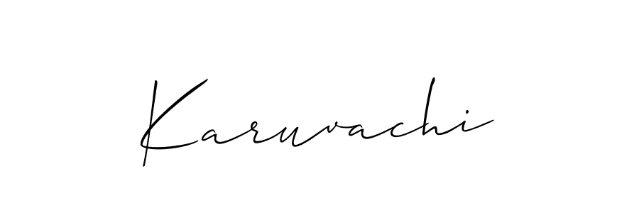 Design your own signature with our free online signature maker. With this signature software, you can create a handwritten (Allison_Script) signature for name Karuvachi. Karuvachi signature style 2 images and pictures png