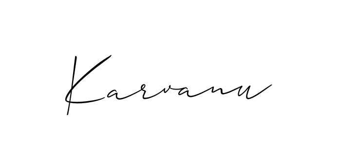 Make a beautiful signature design for name Karvanu. With this signature (Allison_Script) style, you can create a handwritten signature for free. Karvanu signature style 2 images and pictures png