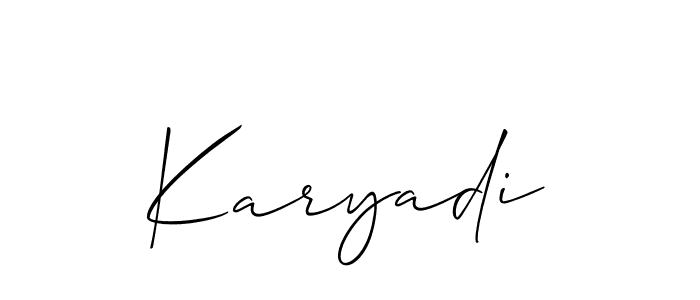 Allison_Script is a professional signature style that is perfect for those who want to add a touch of class to their signature. It is also a great choice for those who want to make their signature more unique. Get Karyadi name to fancy signature for free. Karyadi signature style 2 images and pictures png