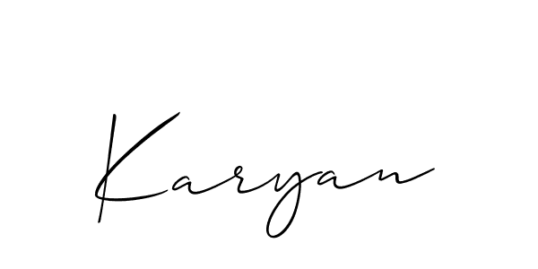 Design your own signature with our free online signature maker. With this signature software, you can create a handwritten (Allison_Script) signature for name Karyan. Karyan signature style 2 images and pictures png