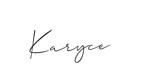 How to make Karyce name signature. Use Allison_Script style for creating short signs online. This is the latest handwritten sign. Karyce signature style 2 images and pictures png