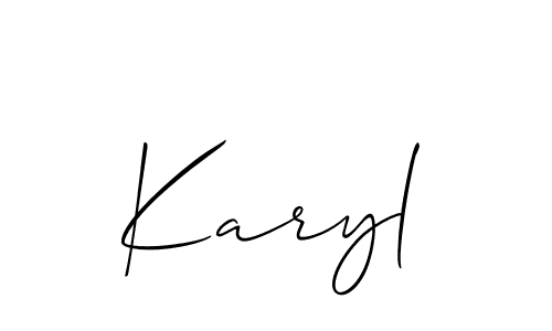 The best way (Allison_Script) to make a short signature is to pick only two or three words in your name. The name Karyl include a total of six letters. For converting this name. Karyl signature style 2 images and pictures png