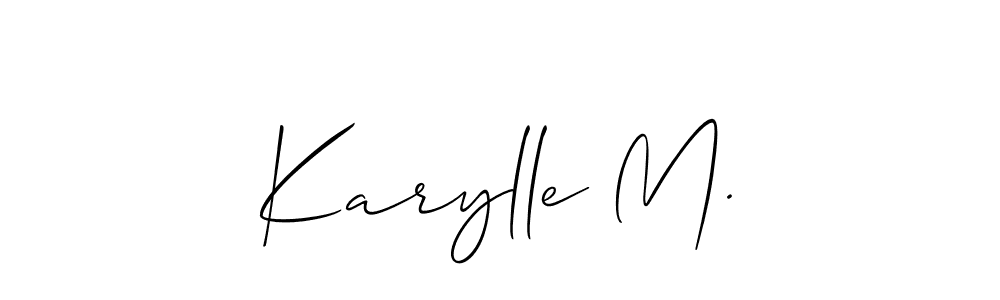 The best way (Allison_Script) to make a short signature is to pick only two or three words in your name. The name Karylle M. include a total of six letters. For converting this name. Karylle M. signature style 2 images and pictures png