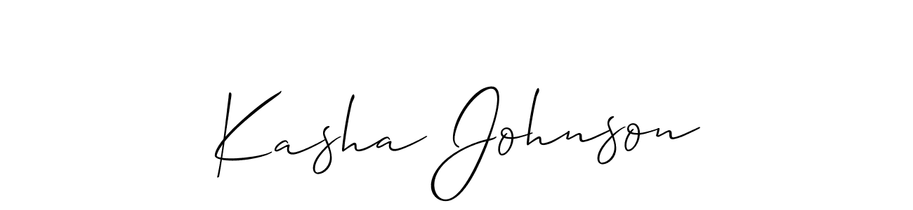 The best way (Allison_Script) to make a short signature is to pick only two or three words in your name. The name Kasha Johnson include a total of six letters. For converting this name. Kasha Johnson signature style 2 images and pictures png