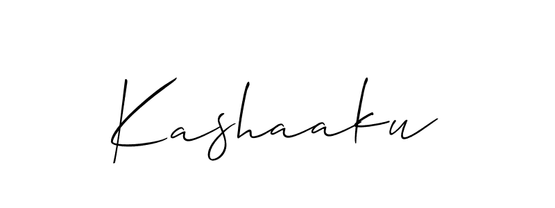 Use a signature maker to create a handwritten signature online. With this signature software, you can design (Allison_Script) your own signature for name Kashaaku. Kashaaku signature style 2 images and pictures png