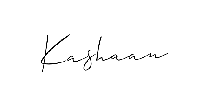 Use a signature maker to create a handwritten signature online. With this signature software, you can design (Allison_Script) your own signature for name Kashaan. Kashaan signature style 2 images and pictures png