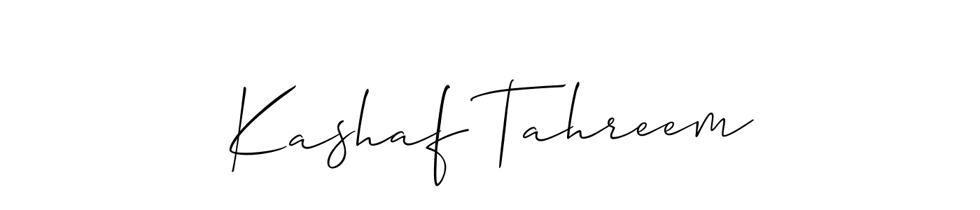 It looks lik you need a new signature style for name Kashaf Tahreem. Design unique handwritten (Allison_Script) signature with our free signature maker in just a few clicks. Kashaf Tahreem signature style 2 images and pictures png