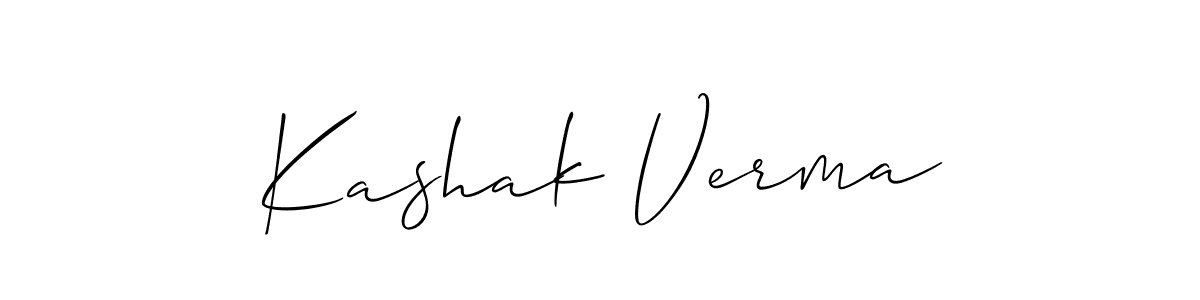 Create a beautiful signature design for name Kashak Verma. With this signature (Allison_Script) fonts, you can make a handwritten signature for free. Kashak Verma signature style 2 images and pictures png