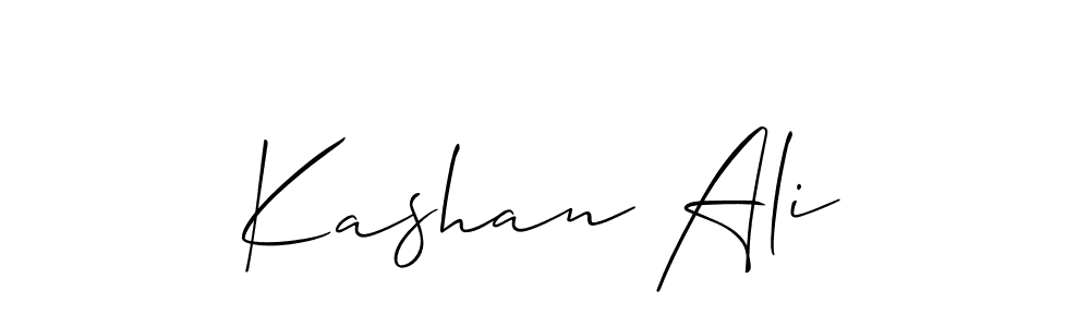 Make a beautiful signature design for name Kashan Ali. With this signature (Allison_Script) style, you can create a handwritten signature for free. Kashan Ali signature style 2 images and pictures png
