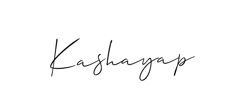 Design your own signature with our free online signature maker. With this signature software, you can create a handwritten (Allison_Script) signature for name Kashayap. Kashayap signature style 2 images and pictures png