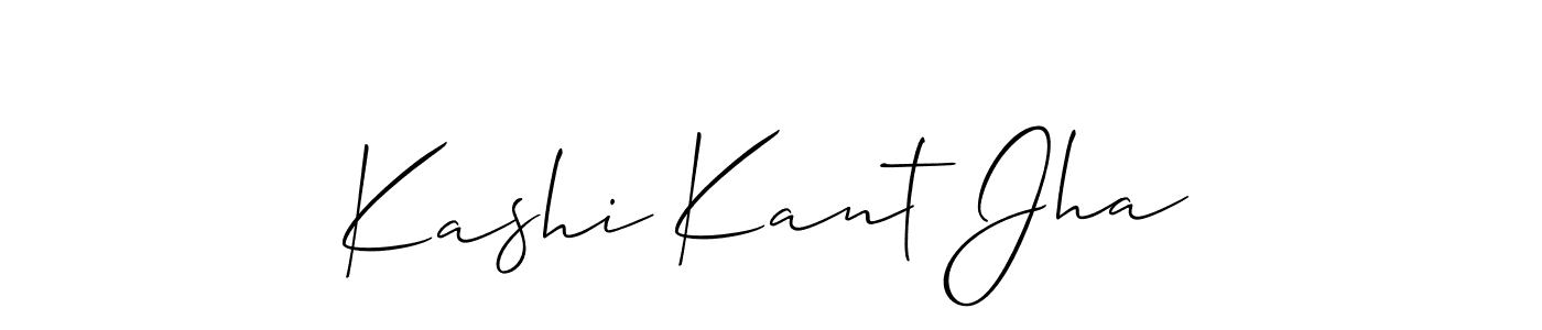 It looks lik you need a new signature style for name Kashi Kant Jha. Design unique handwritten (Allison_Script) signature with our free signature maker in just a few clicks. Kashi Kant Jha signature style 2 images and pictures png