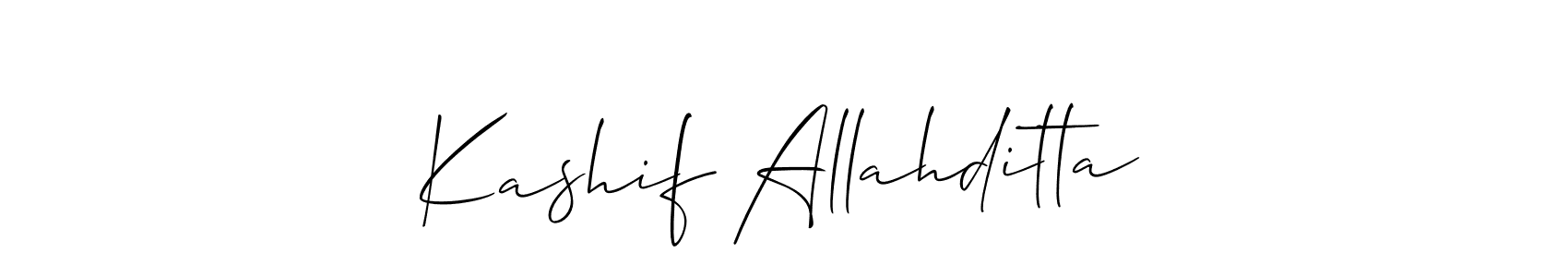 Design your own signature with our free online signature maker. With this signature software, you can create a handwritten (Allison_Script) signature for name Kashif Allahditta. Kashif Allahditta signature style 2 images and pictures png