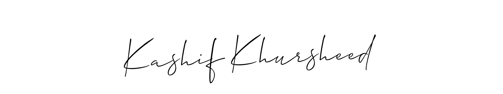 Make a short Kashif Khursheed signature style. Manage your documents anywhere anytime using Allison_Script. Create and add eSignatures, submit forms, share and send files easily. Kashif Khursheed signature style 2 images and pictures png