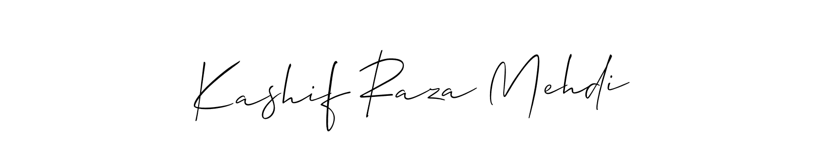 Also You can easily find your signature by using the search form. We will create Kashif Raza Mehdi name handwritten signature images for you free of cost using Allison_Script sign style. Kashif Raza Mehdi signature style 2 images and pictures png