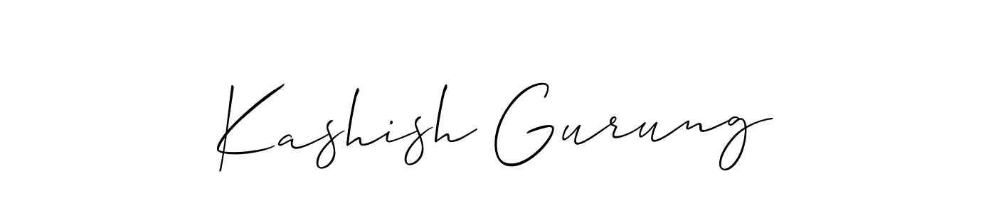 Make a beautiful signature design for name Kashish Gurung. With this signature (Allison_Script) style, you can create a handwritten signature for free. Kashish Gurung signature style 2 images and pictures png